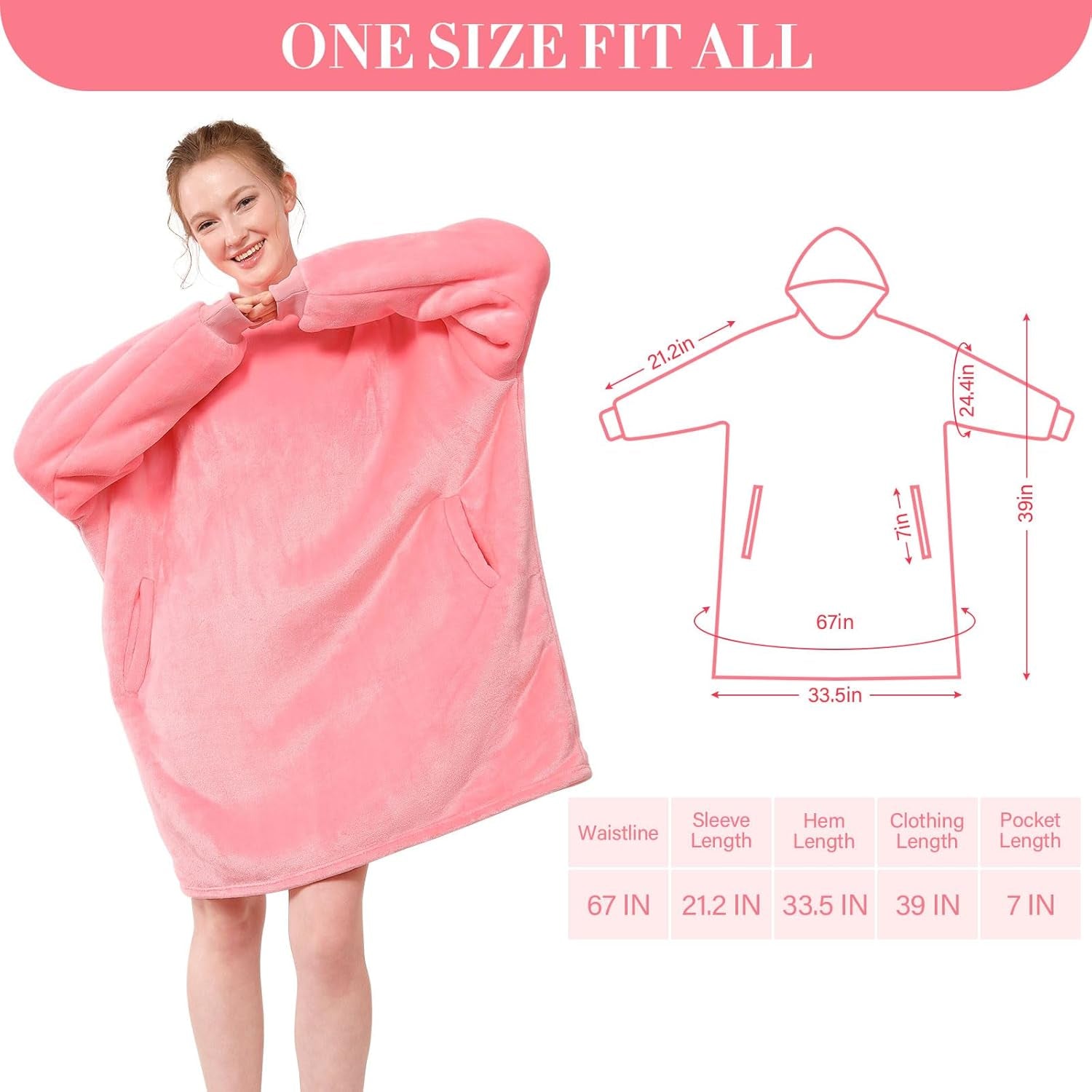 Blanket Hoodie,Oversized Wearable Sherpa Fleece Blanket Sweatshirt,Super Soft Warm Cozy with Giant Pocket,Gifts for Women Men Adults Teenagers Kids, One Size Fits All