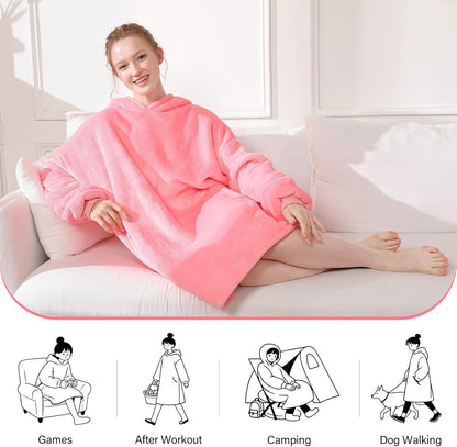 Blanket Hoodie,Oversized Wearable Sherpa Fleece Blanket Sweatshirt,Super Soft Warm Cozy with Giant Pocket,Gifts for Women Men Adults Teenagers Kids, One Size Fits All
